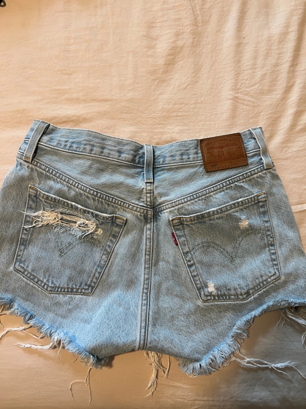 Levi's Light Blue Distressed Denim Cutoff Shorts